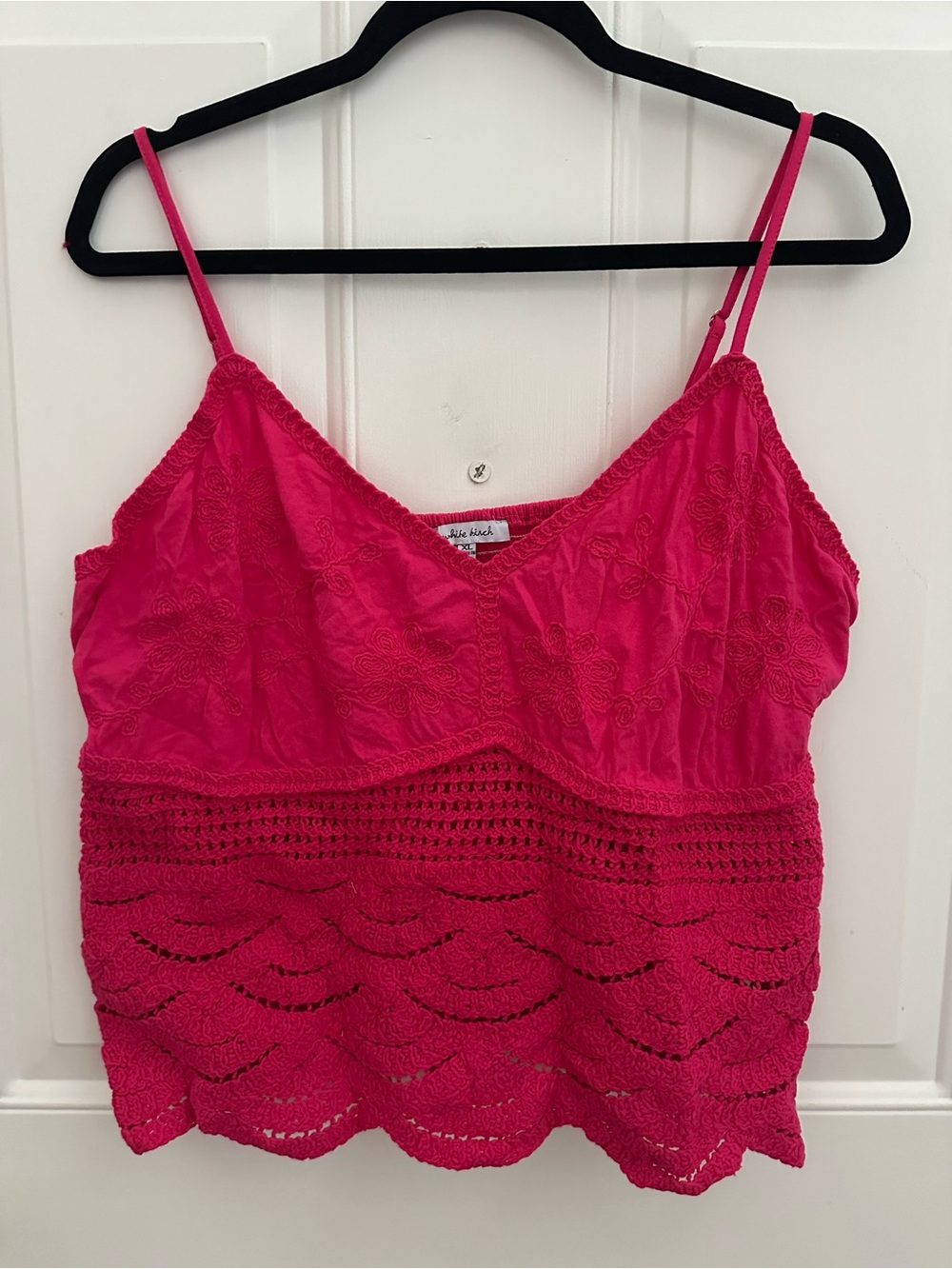 White birch Sleeveless Crochet Hem Camisole Top - Hot Pink size XL